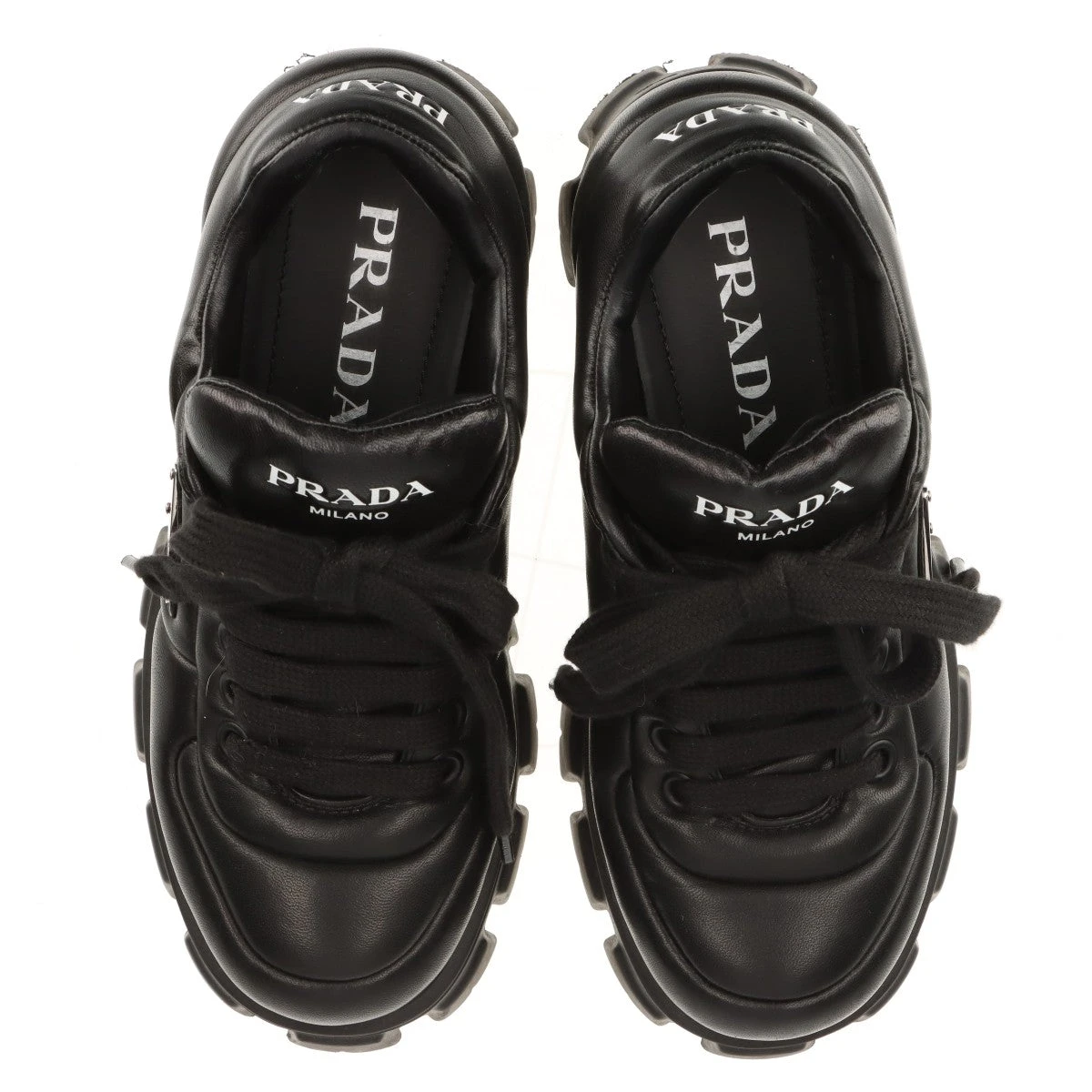 PRADA モノリススニーカー 厚底 36 プラダ モノリス レザー スニーカー 36 レディース ブラック 119