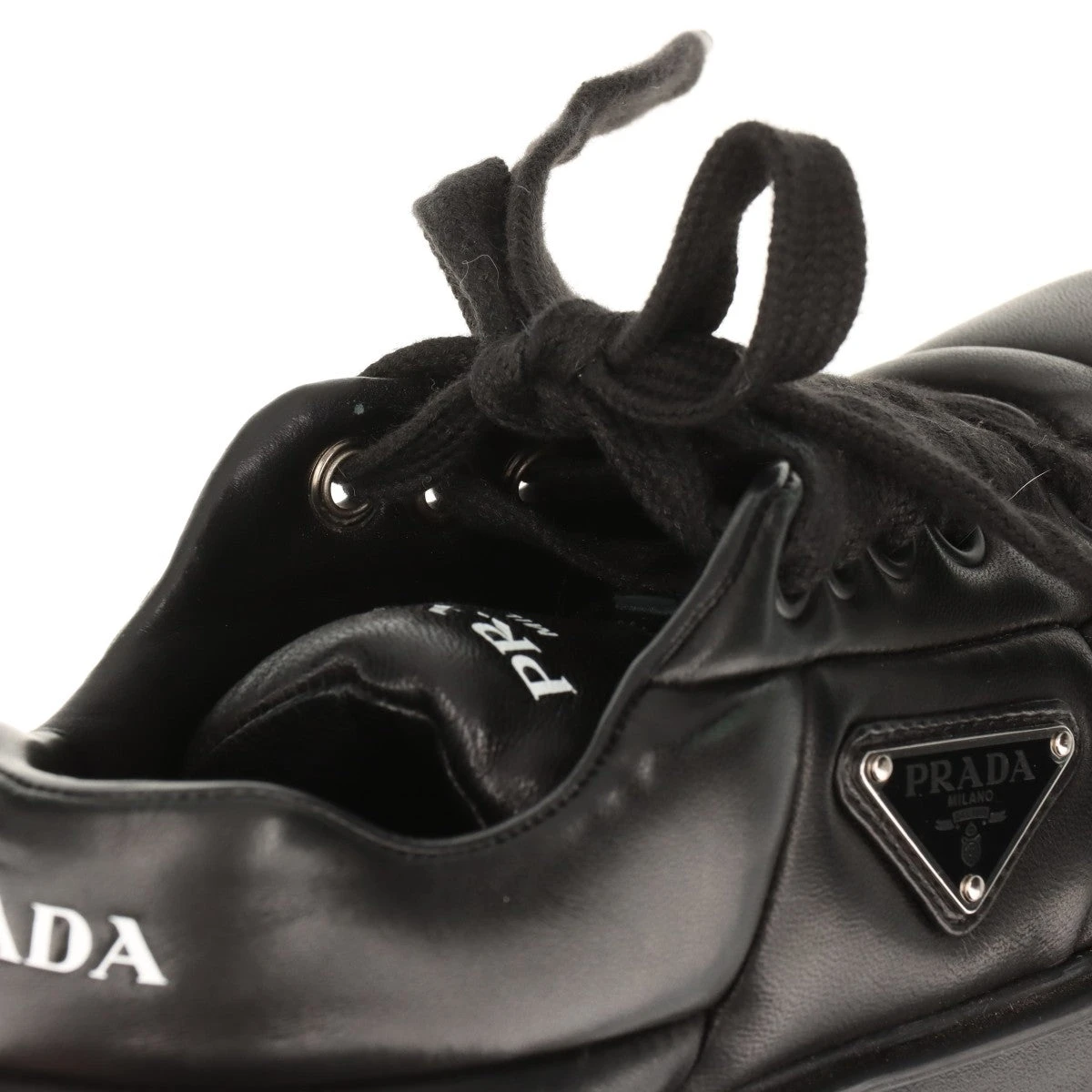 PRADA モノリススニーカー 厚底 36 プラダ モノリス レザー スニーカー 36 レディース ブラック 119
