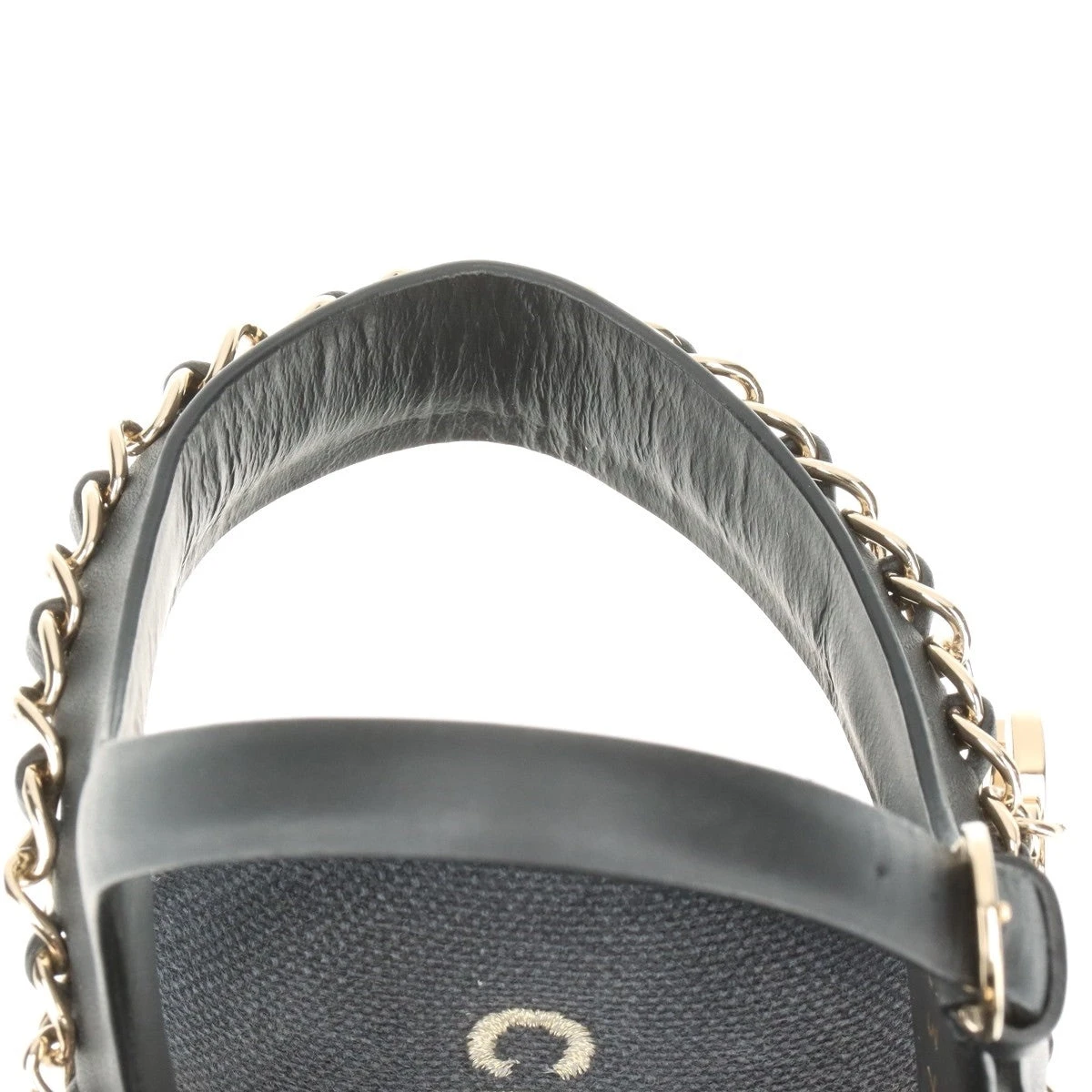 CHANEL★レザー ストーンココマーク アンクルストラップ サンダル(37) シャネル サンダル 二連チェーン アンクルストラップ ヒール