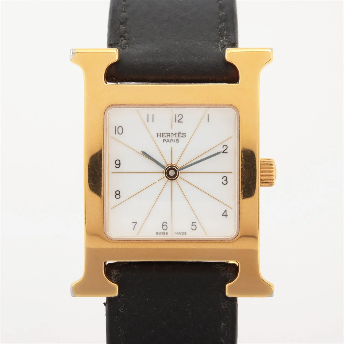 エルメス Hウォッチ HH1.201 SS×革 QZ 白文字盤 A3136456｜中古