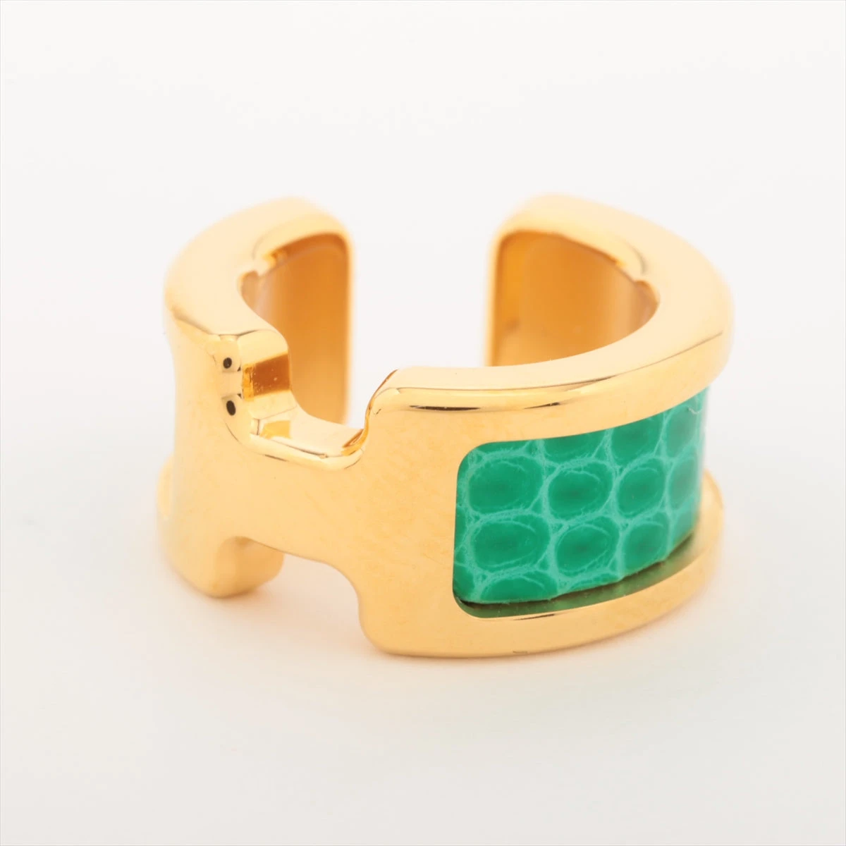 エルメス オランプ イヤーカフ GP×リザード ゴールド×グリーン  