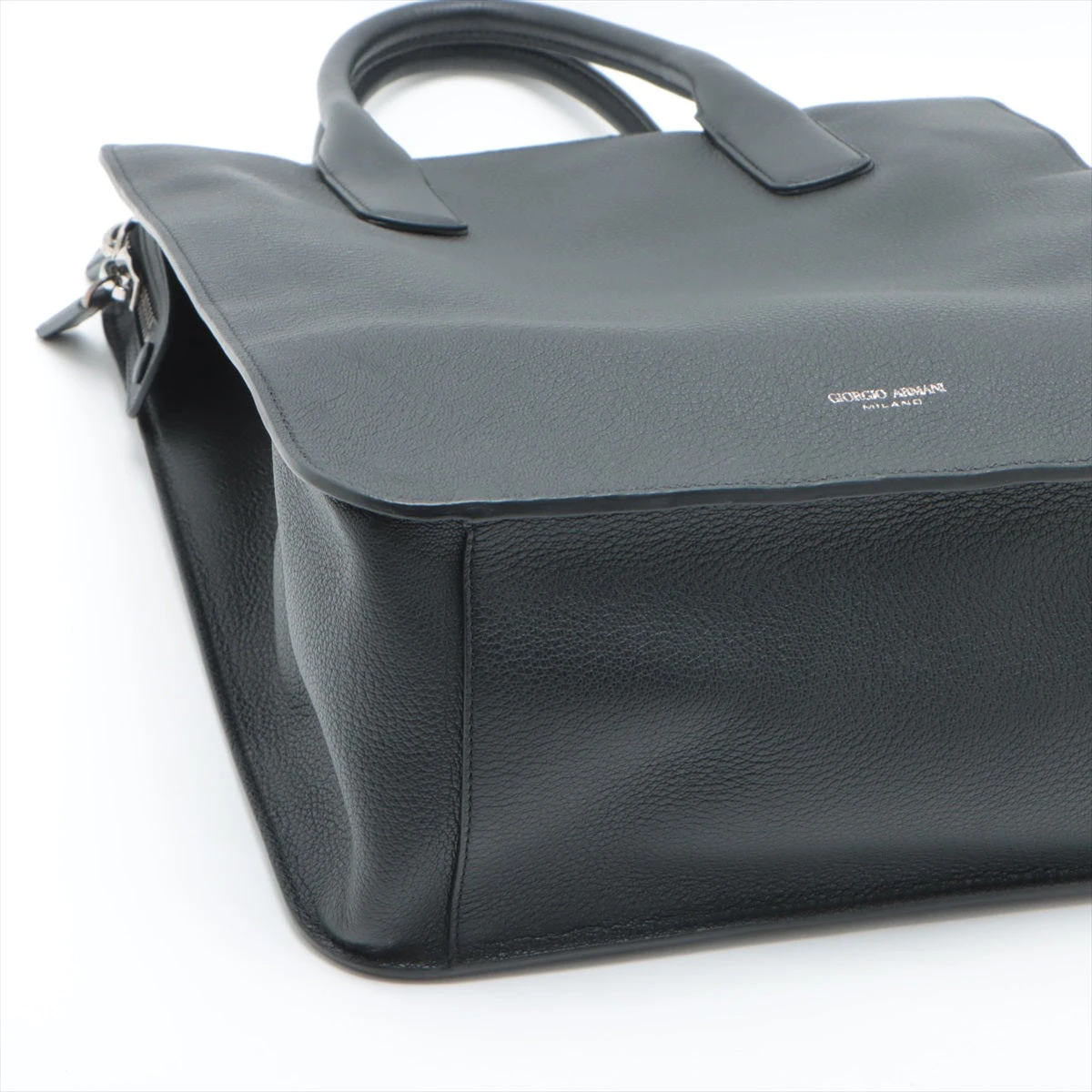 ジョルジオアルマーニ レザー トートバッグ ブラック A3121685｜中古