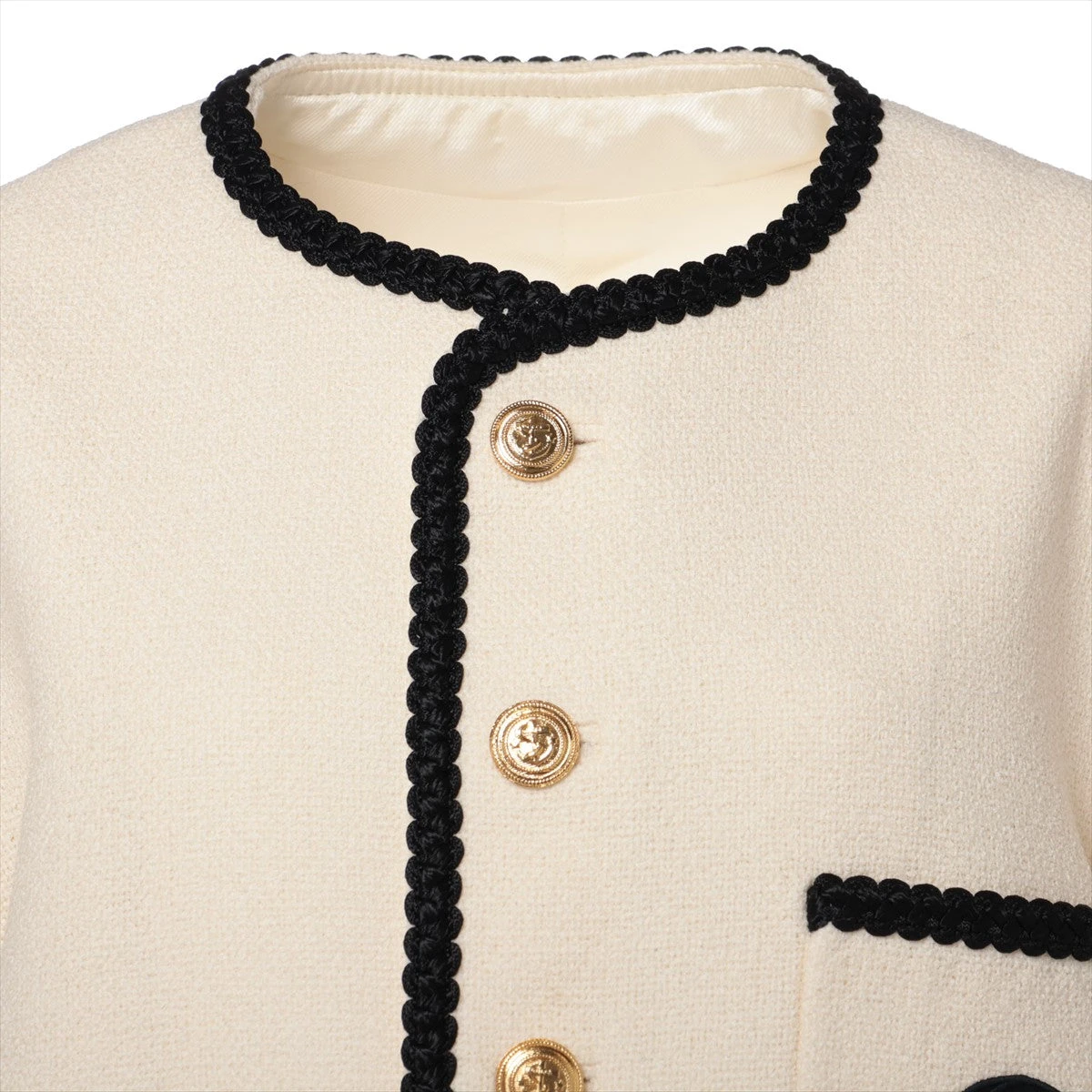 グッチ GG 23AW ウール×ナイロン ノーカラージャケット 48