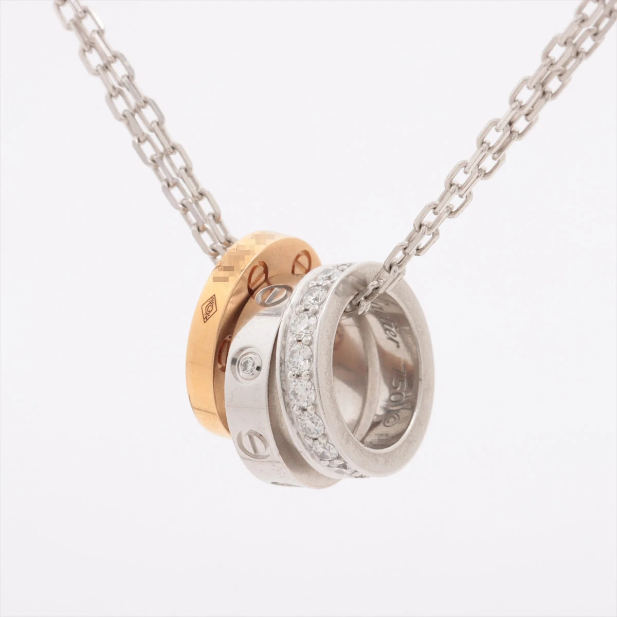カルティエ ラブスリーフープ ダイヤ ネックレス 750(PG×WG) 8.7g