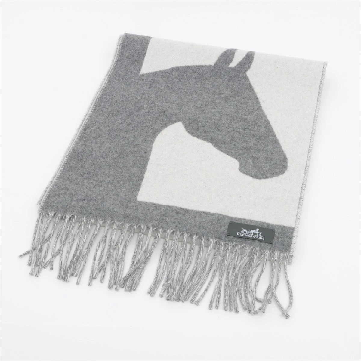 Hermes グレーマフラー エルメス ラブストーリー マフラー カシミヤ