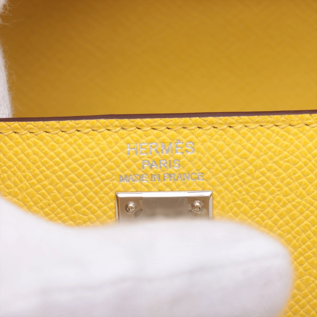 エルメス ケリー25 ヴォーエプソン ジョーヌナプル シルバー金具 B 