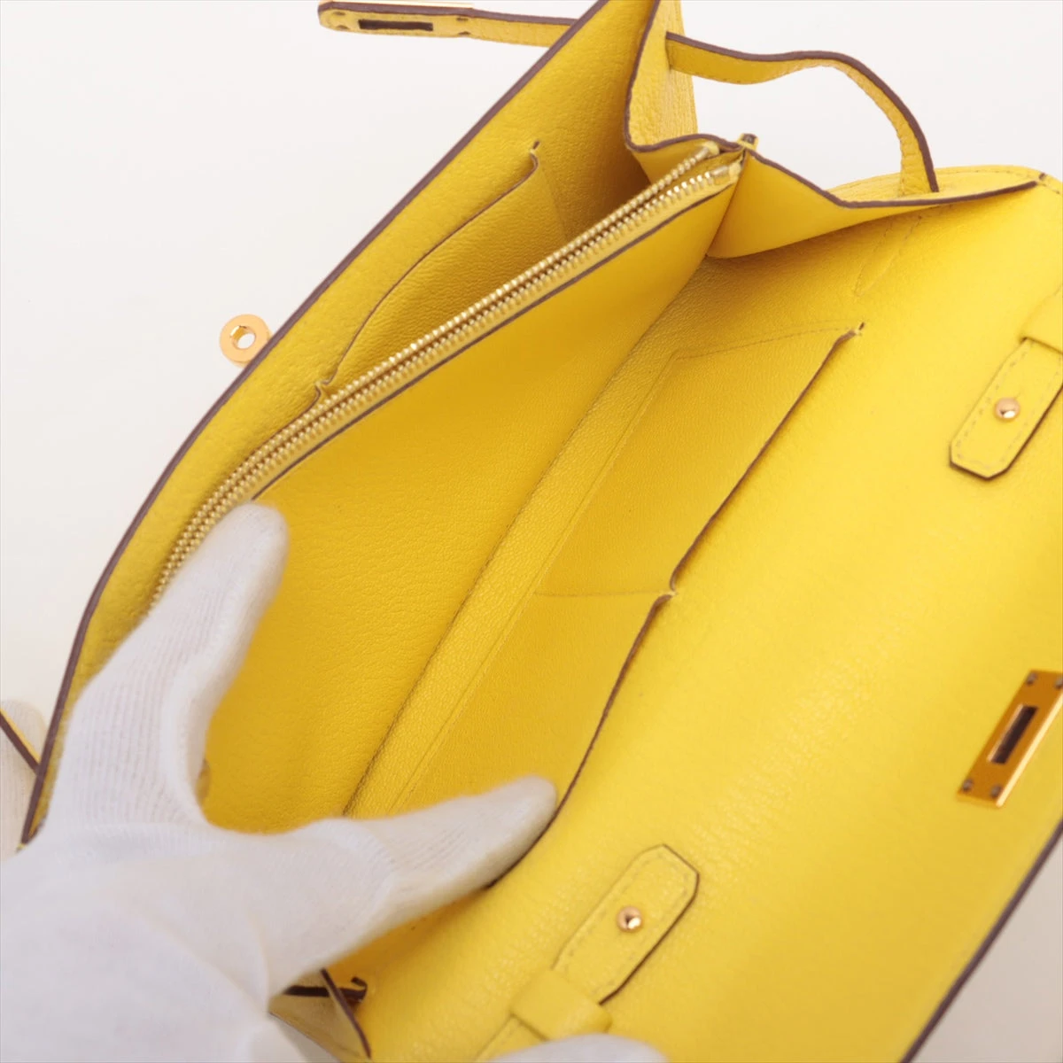 美品【エルメス】ケリートゥーゴー ジョーヌナプル ゴールド エルメス HERMES ケリートゥーゴー Z刻 クレ ゴールド金具