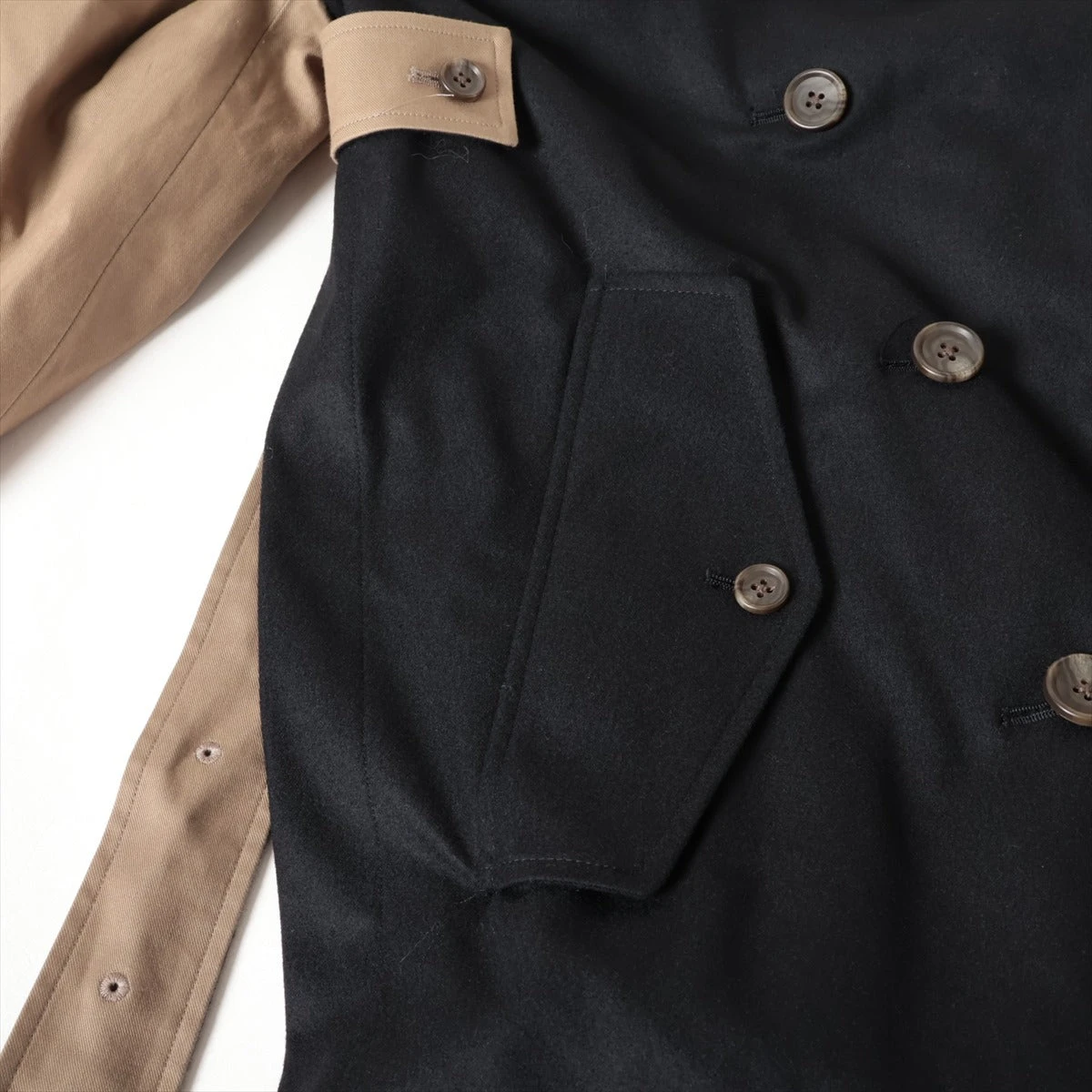 シュタイン コットン トレンチコート S メンズ ベージュ×ブラック ST