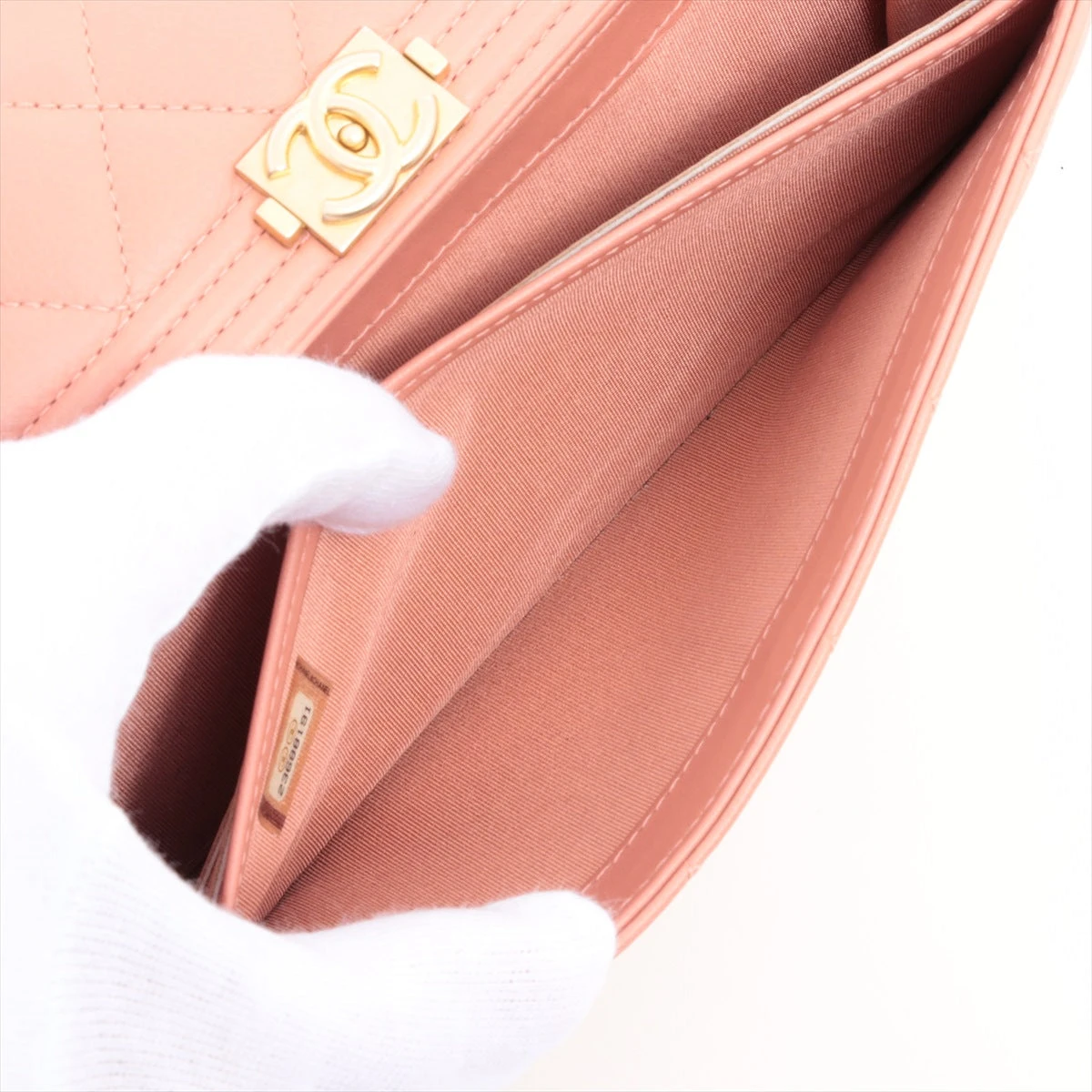 シャネル ボーイシャネル キャビアスキン 財布 ピンク ゴールド金具 23  