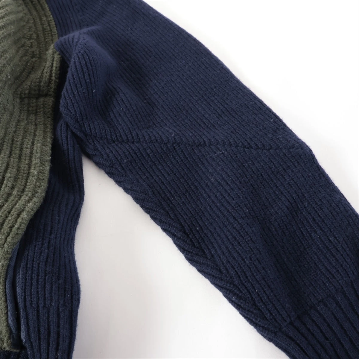 サカイ 21AW ウール×ナイロン ニット 3 メンズ ネイビー×グリーン 21