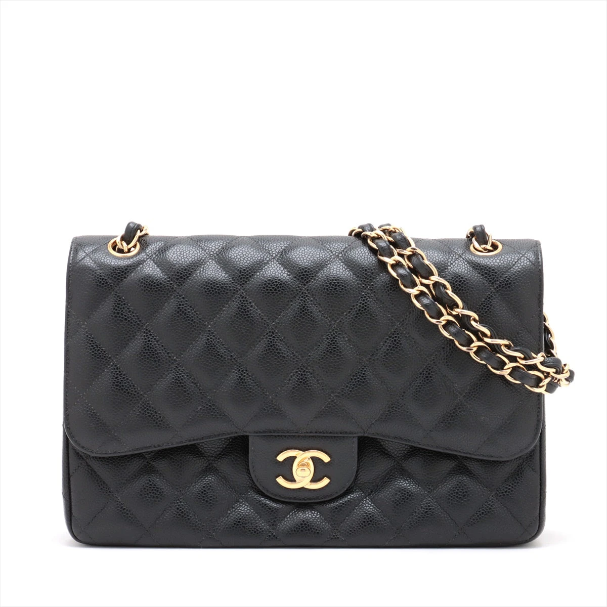 シャネル デカマトラッセ30 ラージ キャビアスキン ダブルフラップ  