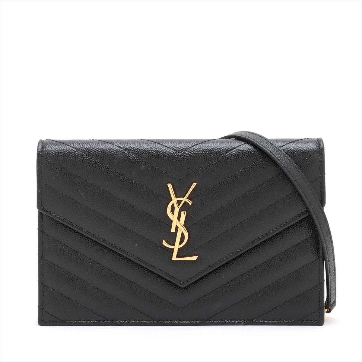 サンローランパリ モノグラム レザー チェーンウォレット ブラック  