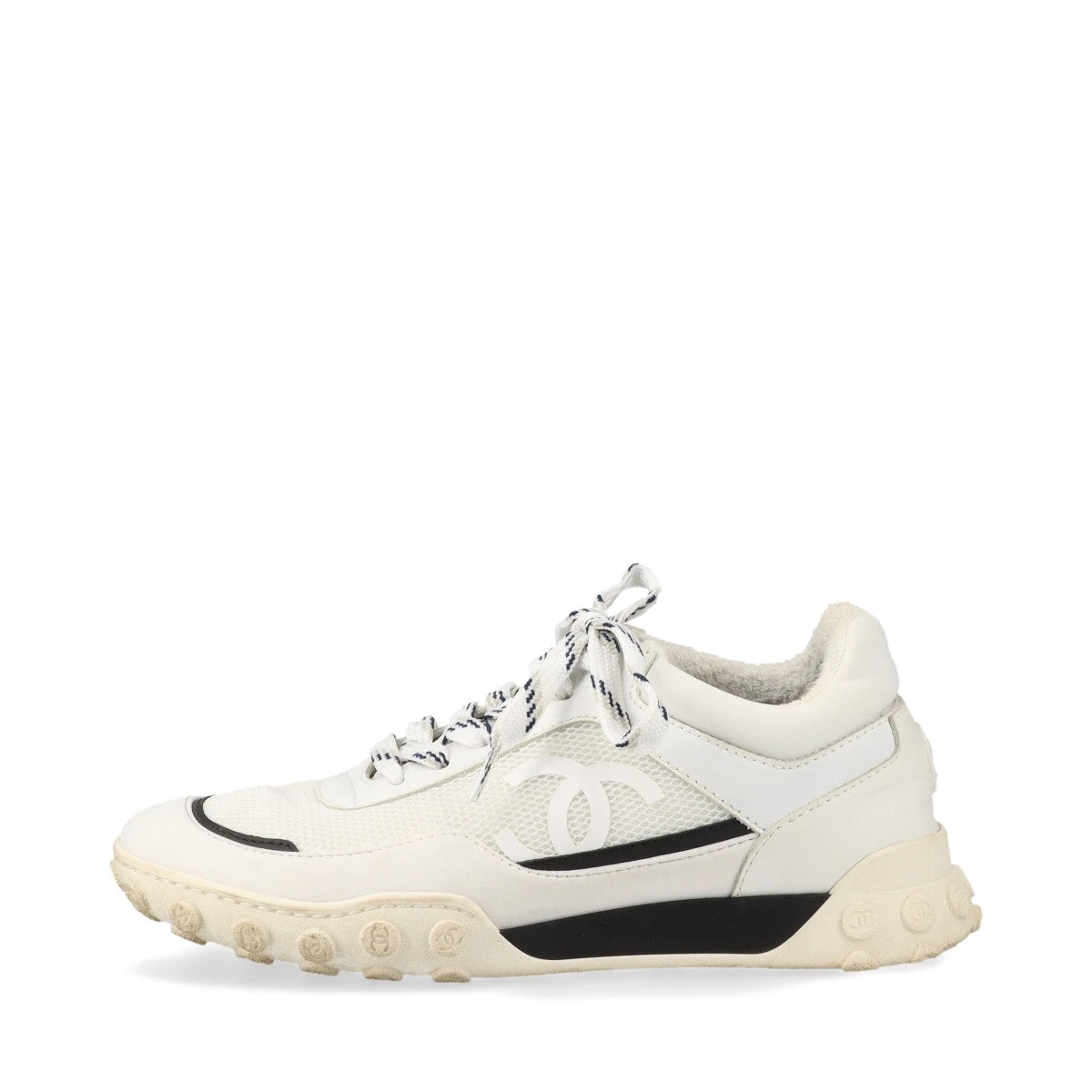 シャネル ココマーク レザー×ファブリック スニーカー 35 レディース