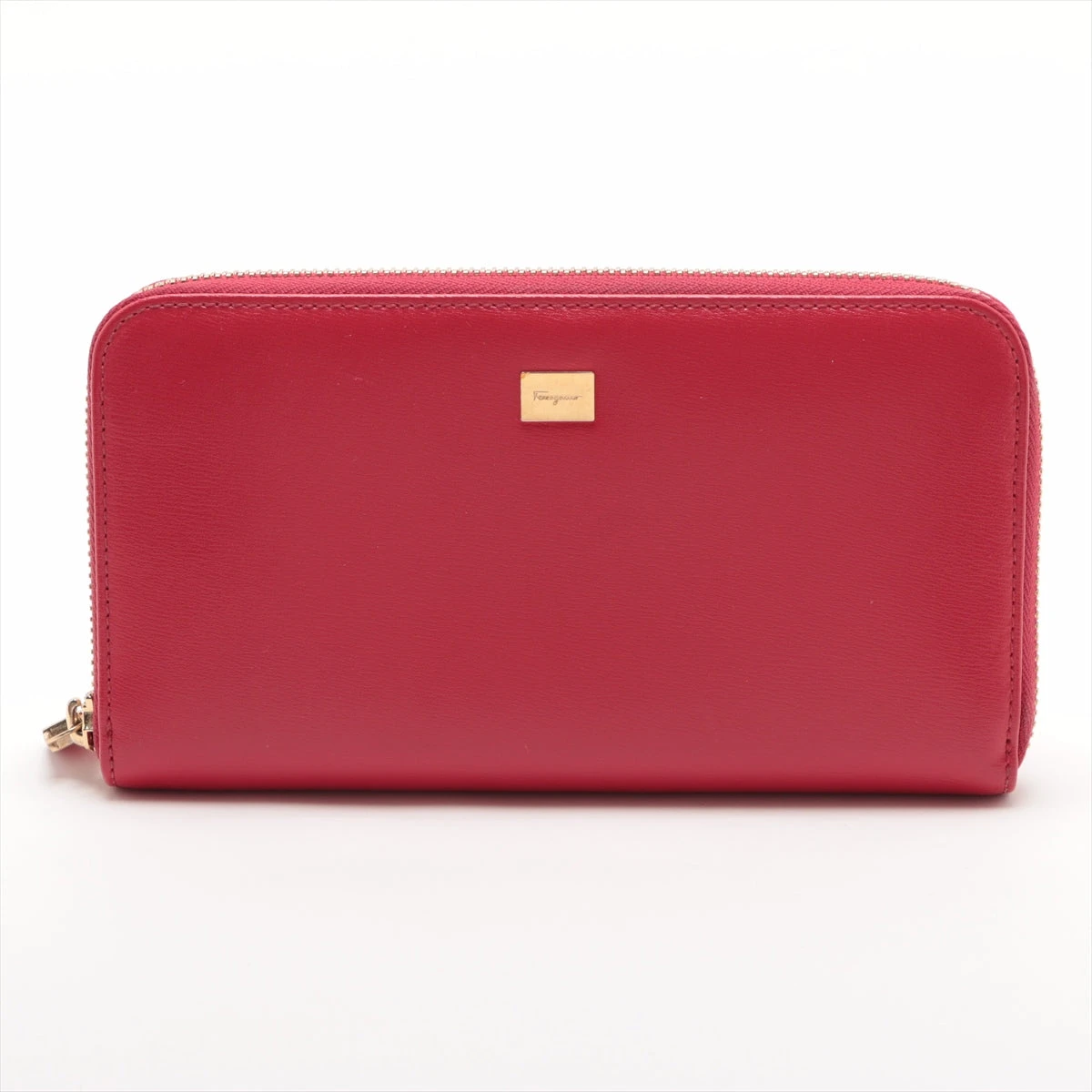 フェラガモ レザー ラウンドジップウォレット レッド A3126523｜中古  