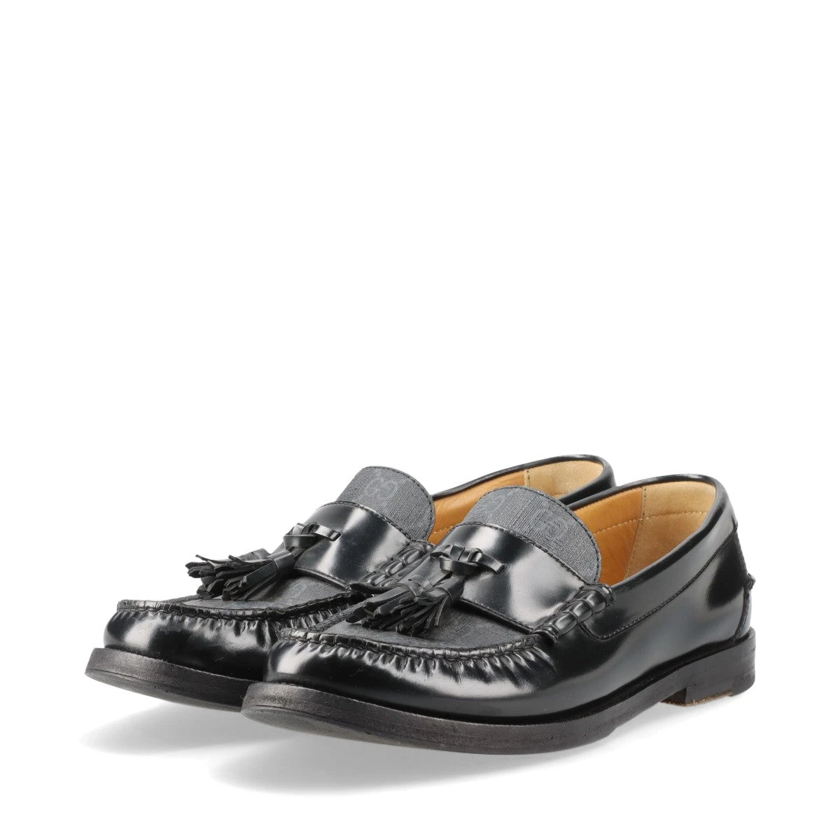 グッチ GGスプリーム PVC×レザー ローファー 6 メンズ グレー