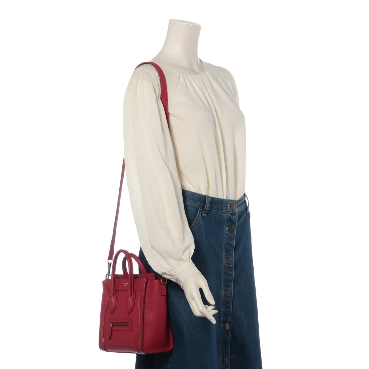 人気モデル✨セリーヌ　ナノショッパー　2wayバッグ　レッド CELINE セリーヌ ラゲージ ナノショッパー ショルダーバッグ