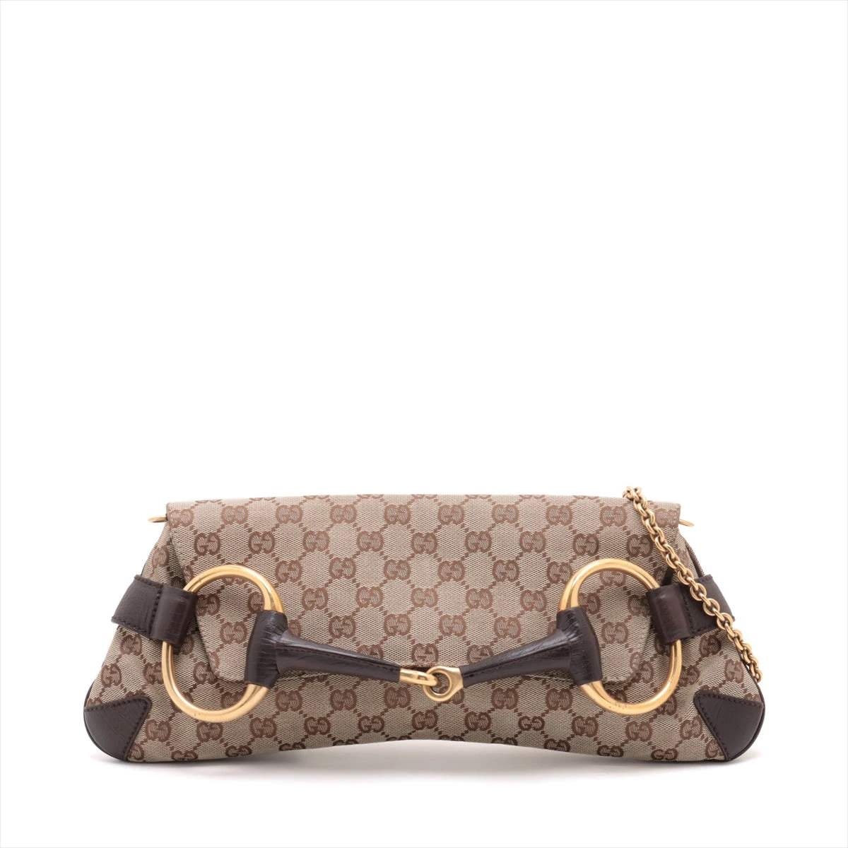 グッチ ホースビット キャンバス×レザー チェーンショルダーバッグ