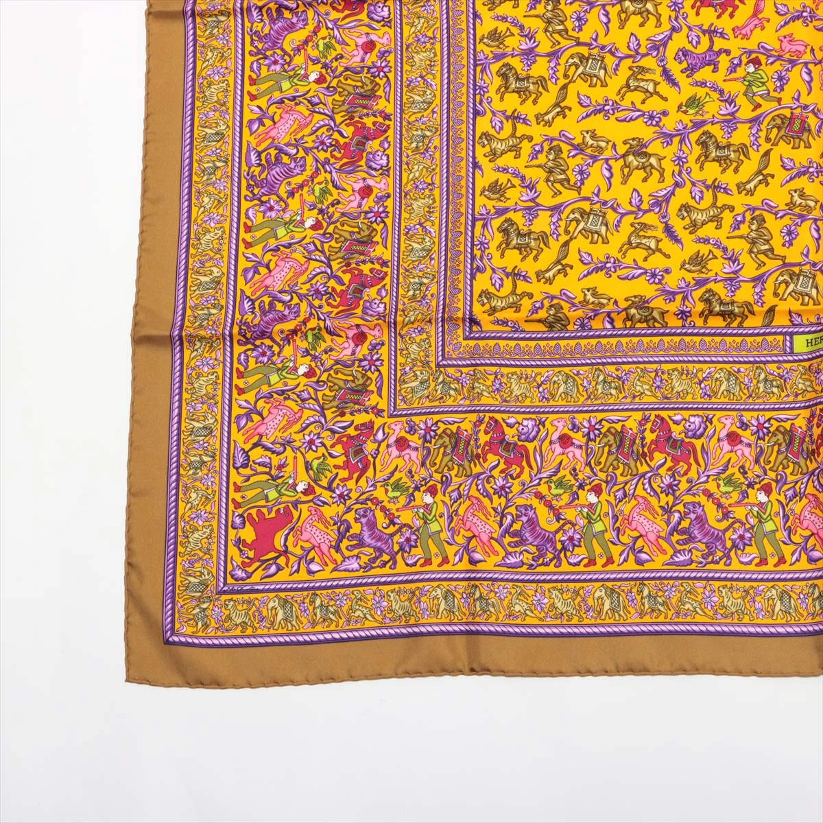 エルメス カレ90 CHASSE en INDE インドの狩猟 スカーフ シルク