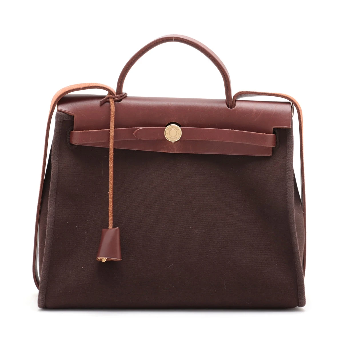 エルメス エールバッグPM トワルオフィシエ×カーフレザー ブラウン  