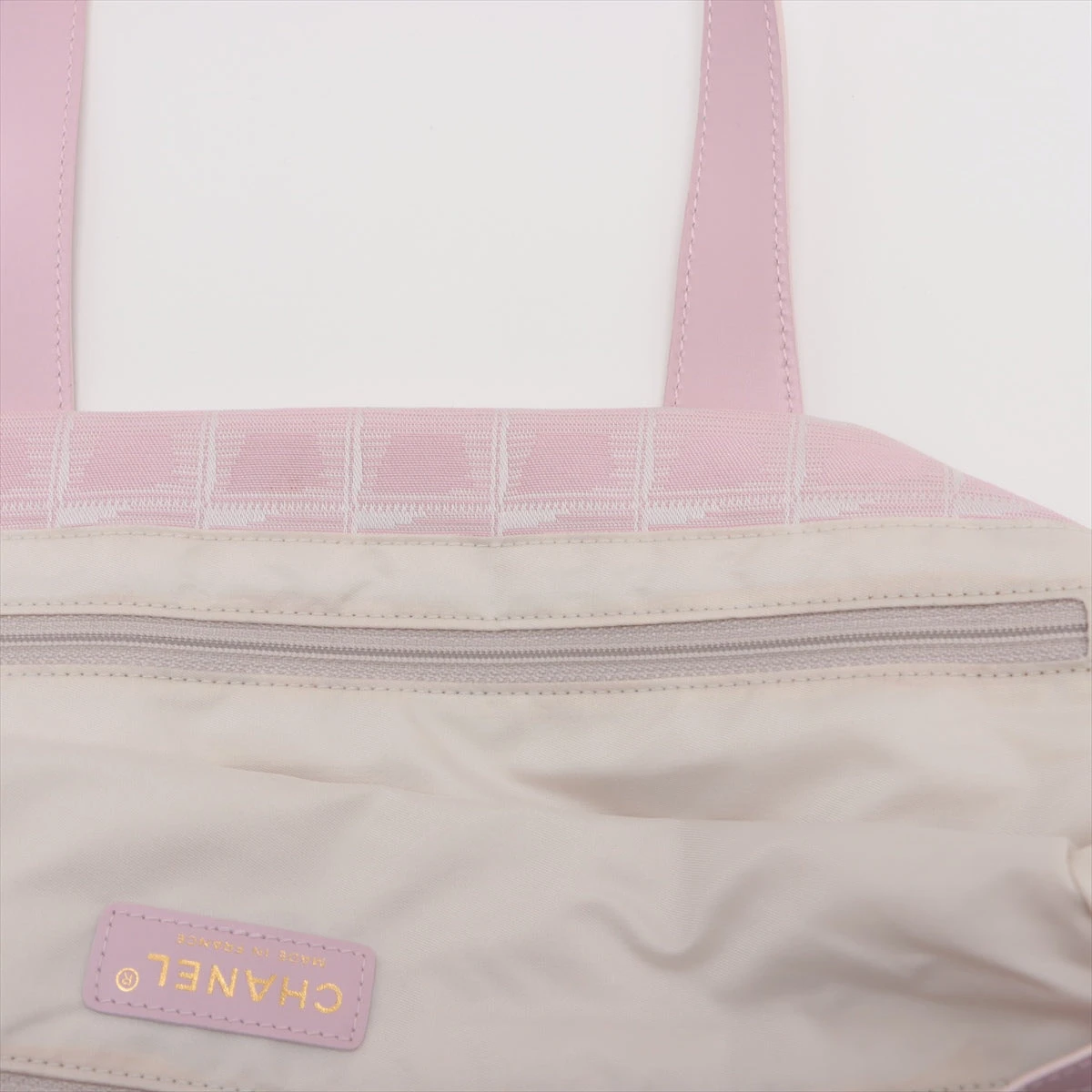 シャネル ニュートラベルライン ナイロン×レザー トートバッグ ピンク 