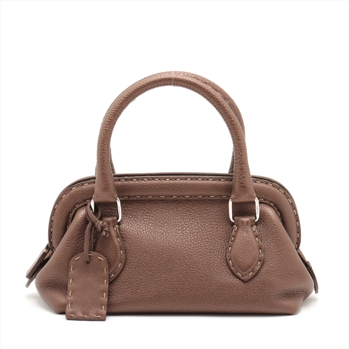 Fendi ハンドバッグ ファーとレザー ブラウン フェンディ FENDI バッグ 2WAY ハンドバッグ ショルダーバッグ 肩掛け