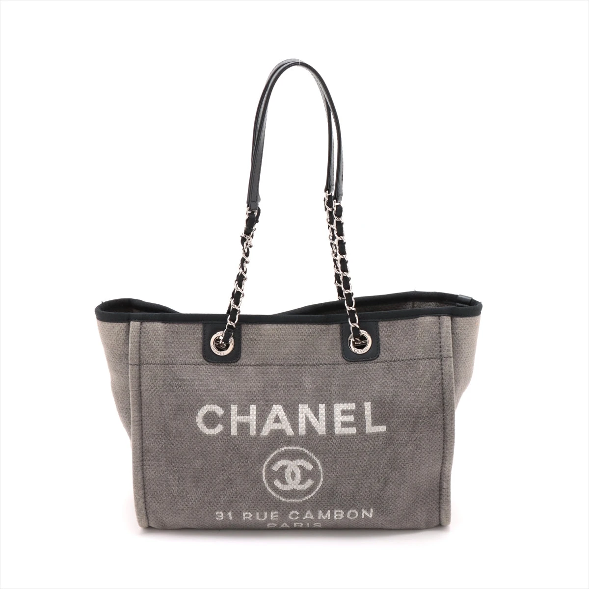 CHANEL ドーヴィル ポーチ グレー×ブラック CHANEL ドーヴィルポーチ グレーブラック