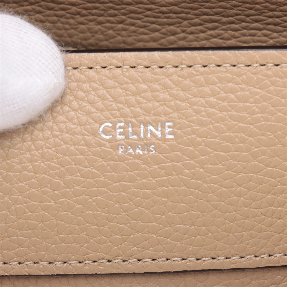 セリーヌ ラゲージ マイクロショッパー レザー ハンドバッグ ベージュ