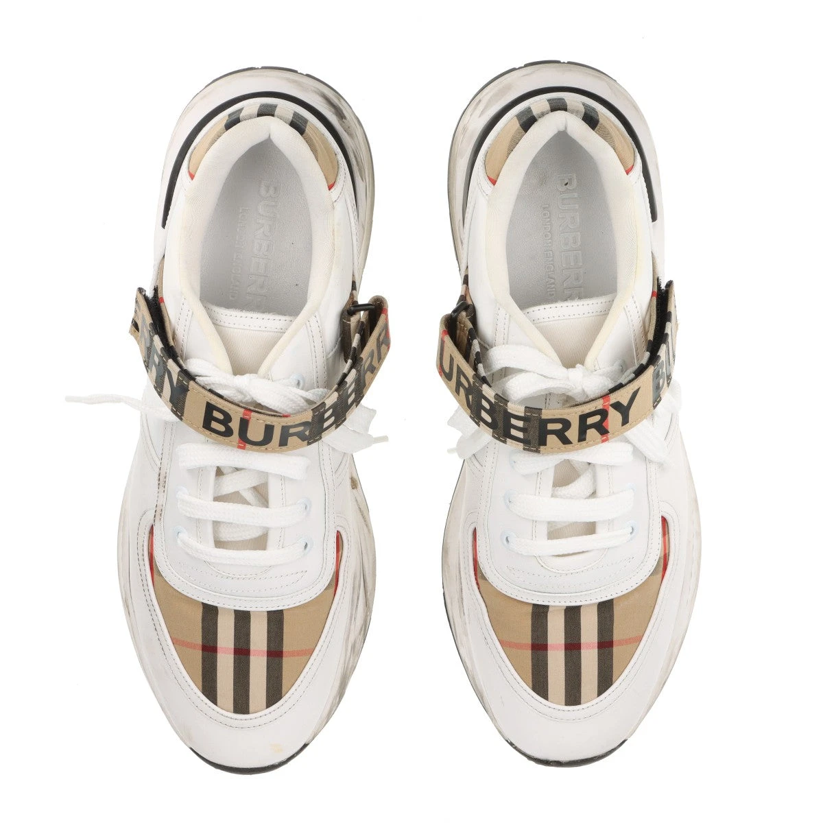 正規店買付【Burberry】レザー ファブリック スニーカー 年間ランキング6年連続受賞】 レザー ボックススニーカー