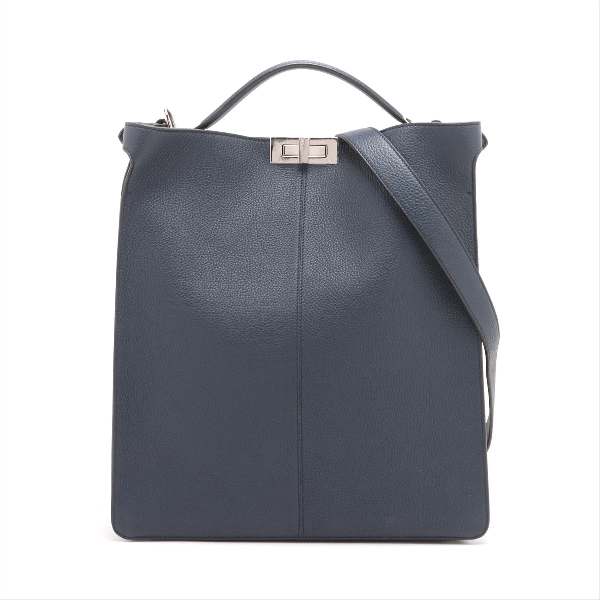 現行未使用級！FENDI ピーカブー アイシーユー 2way トートバッグ 紺 フェンディ ピーカブー アイシーユー レザー 2WAYトートバッグ