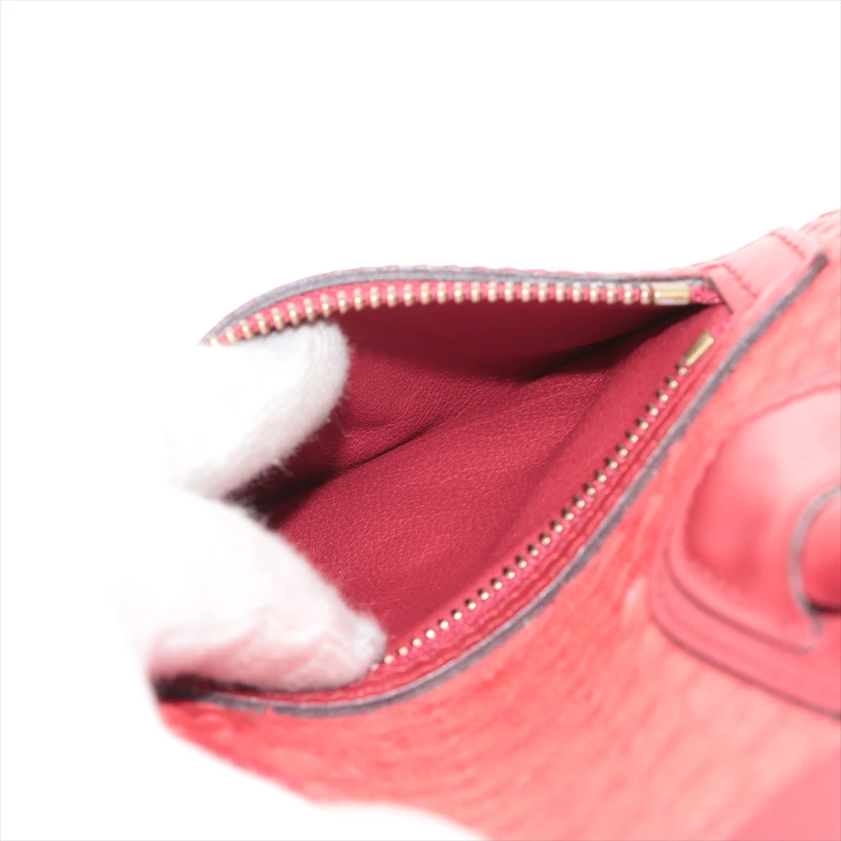 セリーヌ ラゲージ マイクロショッパー レザー×パイソン ハンドバッグ