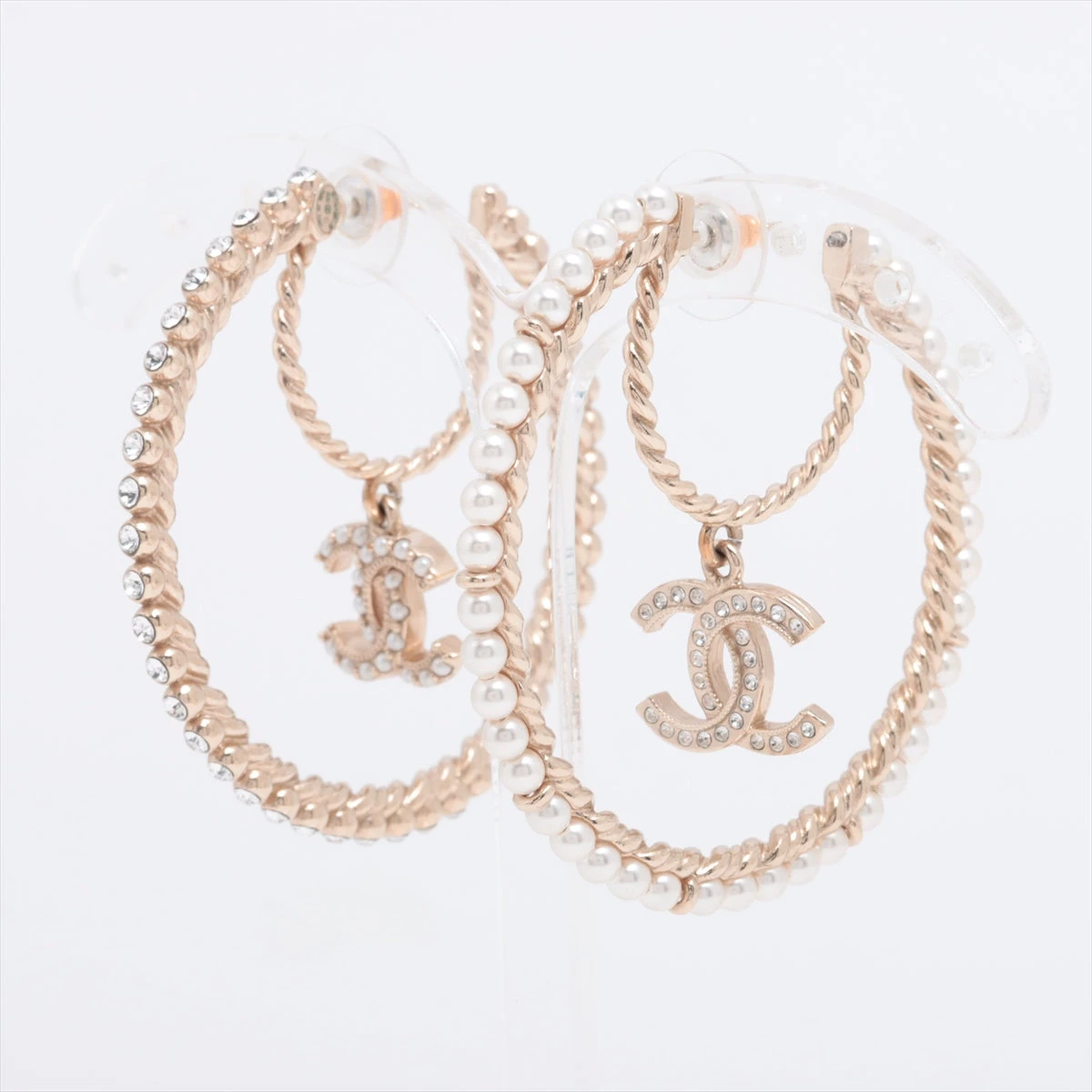 シャネル ココマーク B20C ピアス(両耳用) GP×ラインストーン×フェイク  