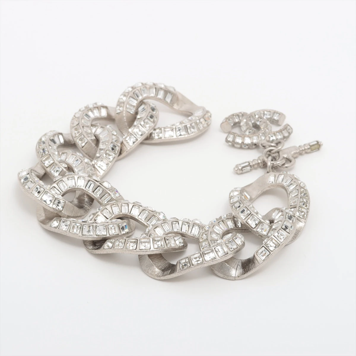 シャネル ココマーク B13P ブレスレット GP×ラインストーン シルバー  