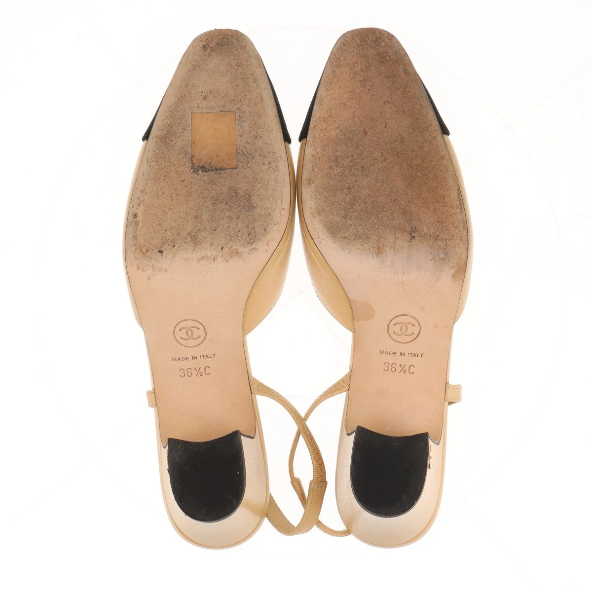 CHANEL☆レザーパンプス36 1/2 シャネル ココマーク レザー ストラップパンプス 36 1/2C