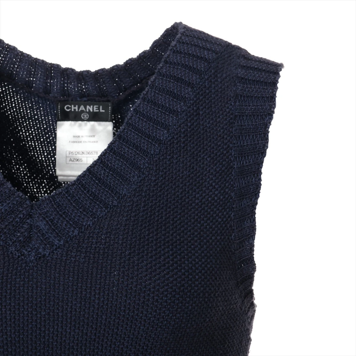 シャネル CHANEL ニット ジップアップ ベスト トップス ロゴ刺繍 34 シャネル CHANEL ニット ジップアップ ベスト トップス ロゴ刺繍 34