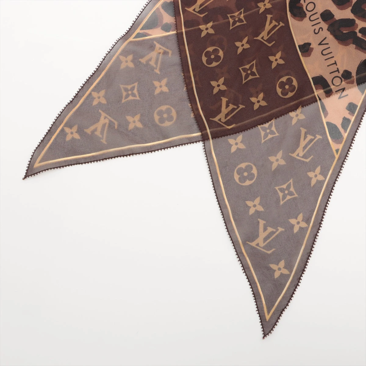 【希少】LOUIS VUITTON スカーフ エシャルプ モノグラム×レオパード LOUIS VUITTON】ルイヴィトン『エシャルプ・モノグラム