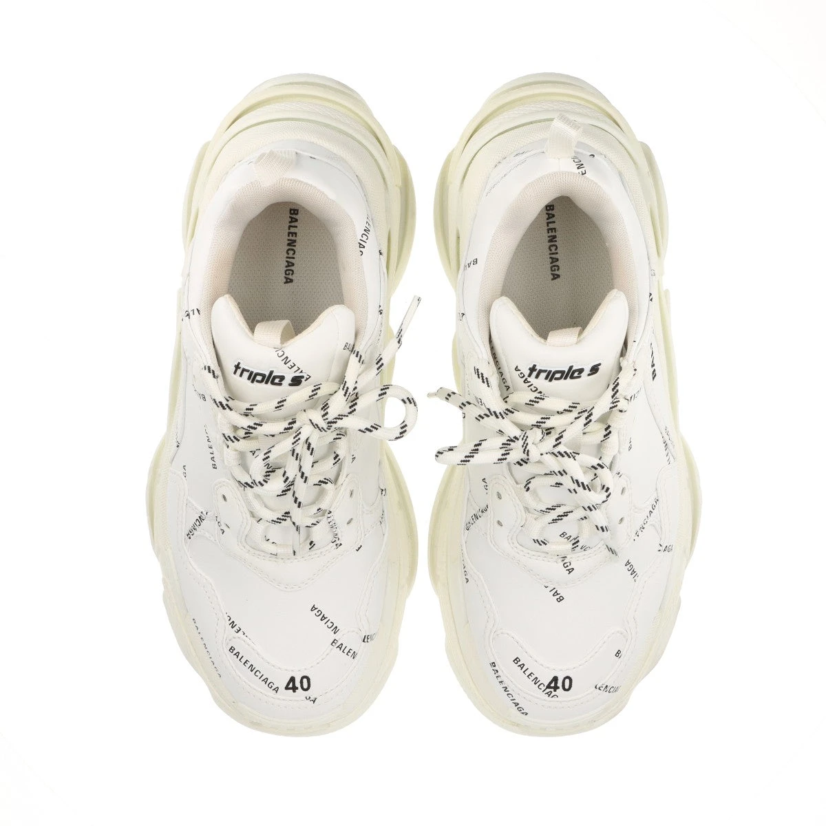 専用　バレンシアガ トリプルエス ロゴ総柄 刺繍入り　レザー スニーカー BALENCIAGA バレンシアガ TRIPLE S トリプルエス スニーカー