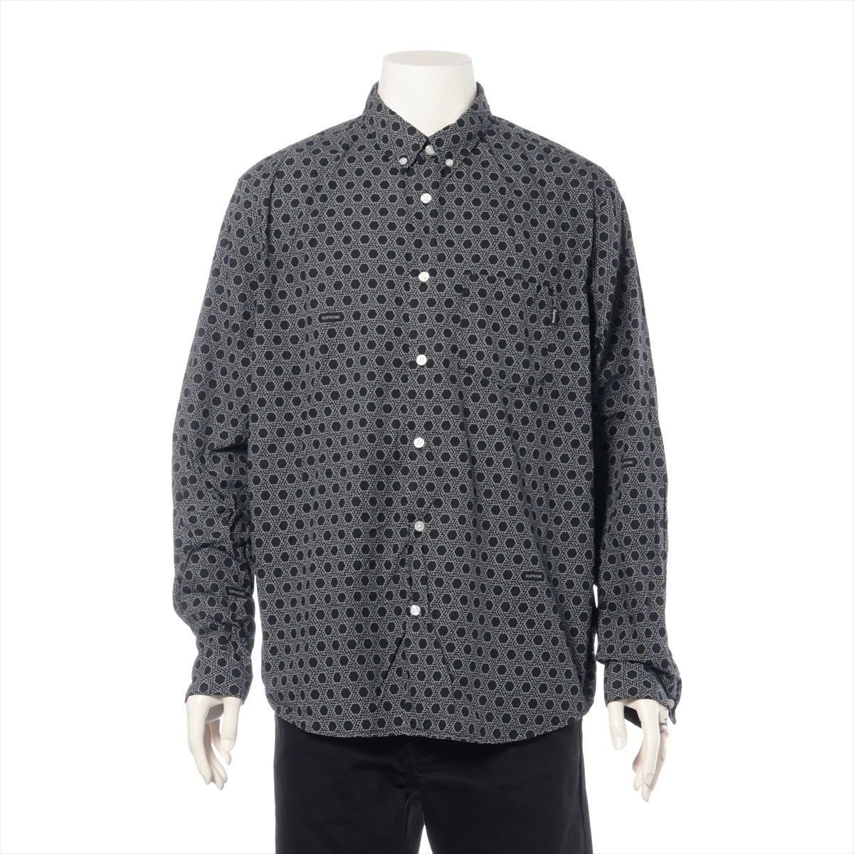 Supreme　刺繍ロゴ　総柄シャツ　モノグラム　黒　ジャガード supreme モノグラムシャツ Supreme 刺繍ロゴ 総柄シャツ