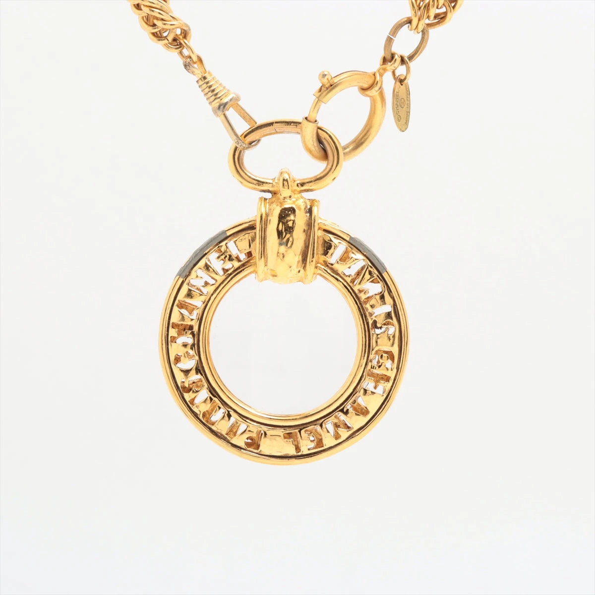 シャネルルーペネックレス CHANEL シャネル ルーペ ネックレス GP ガラス ゴールド ロゴ