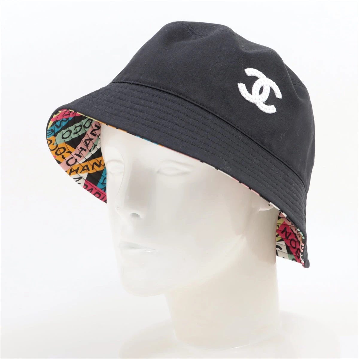 シャネル ロゴ L24C ハット コットン ブラック×マルチカラー  