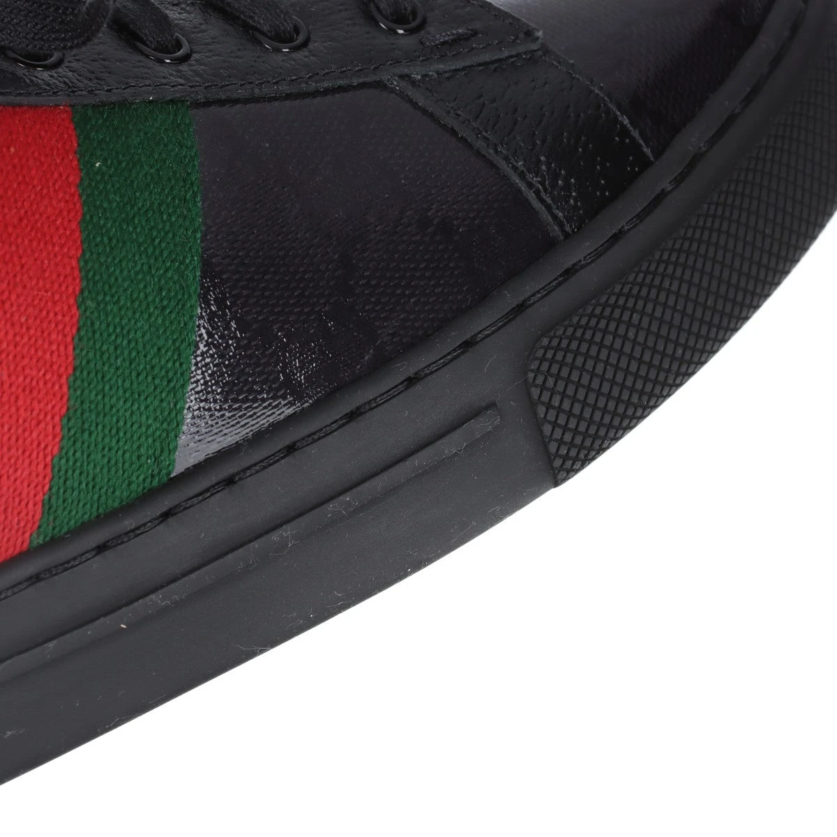 グッチ エース レザー×パテント スニーカー 10.5 メンズ