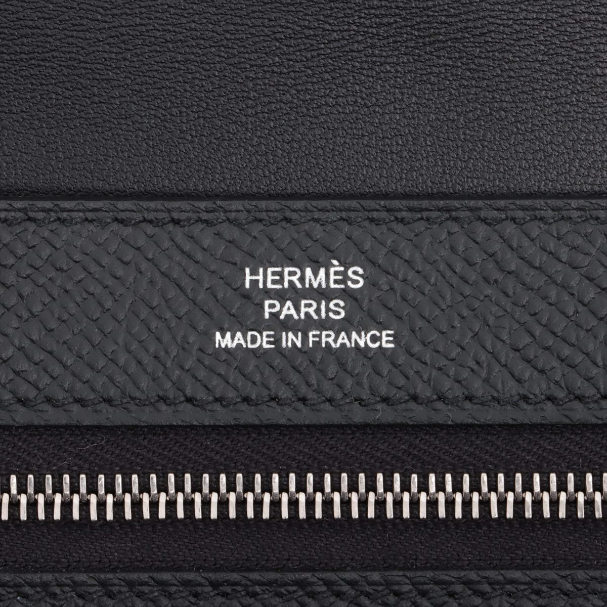 エルメス Hパッサン ヴォーエプソン 財布 ブラック シルバー金具