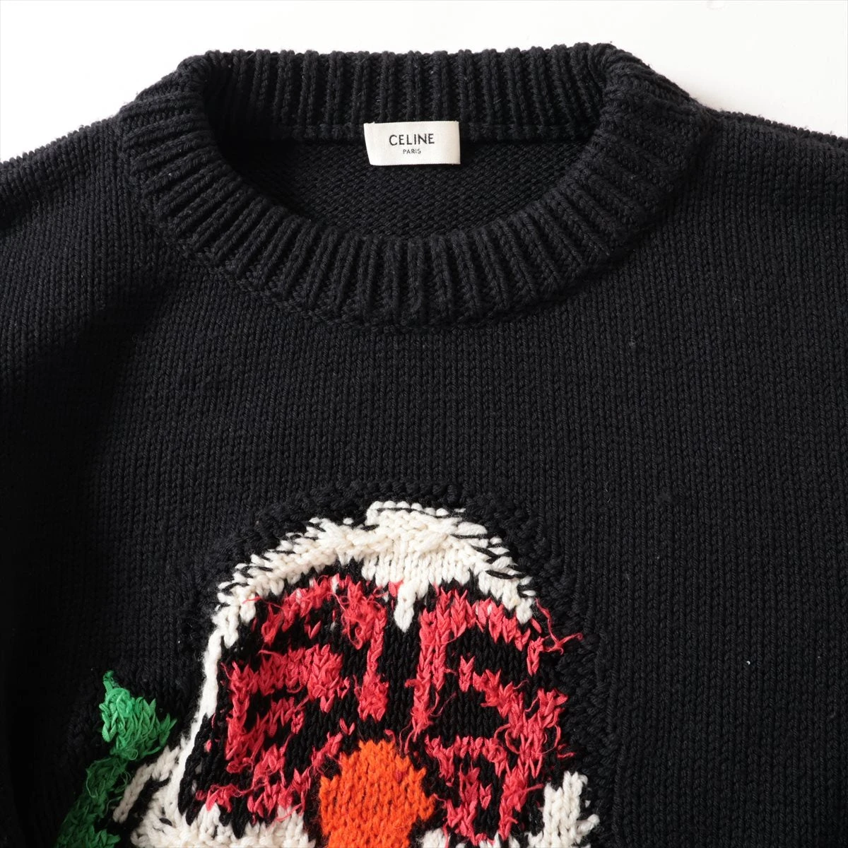 CELINE ピエロ ニット セリーヌ 2A43L717M セリーヌ ウール ニット L メンズ ブラック 2A43L717M ピエロ A2229548
