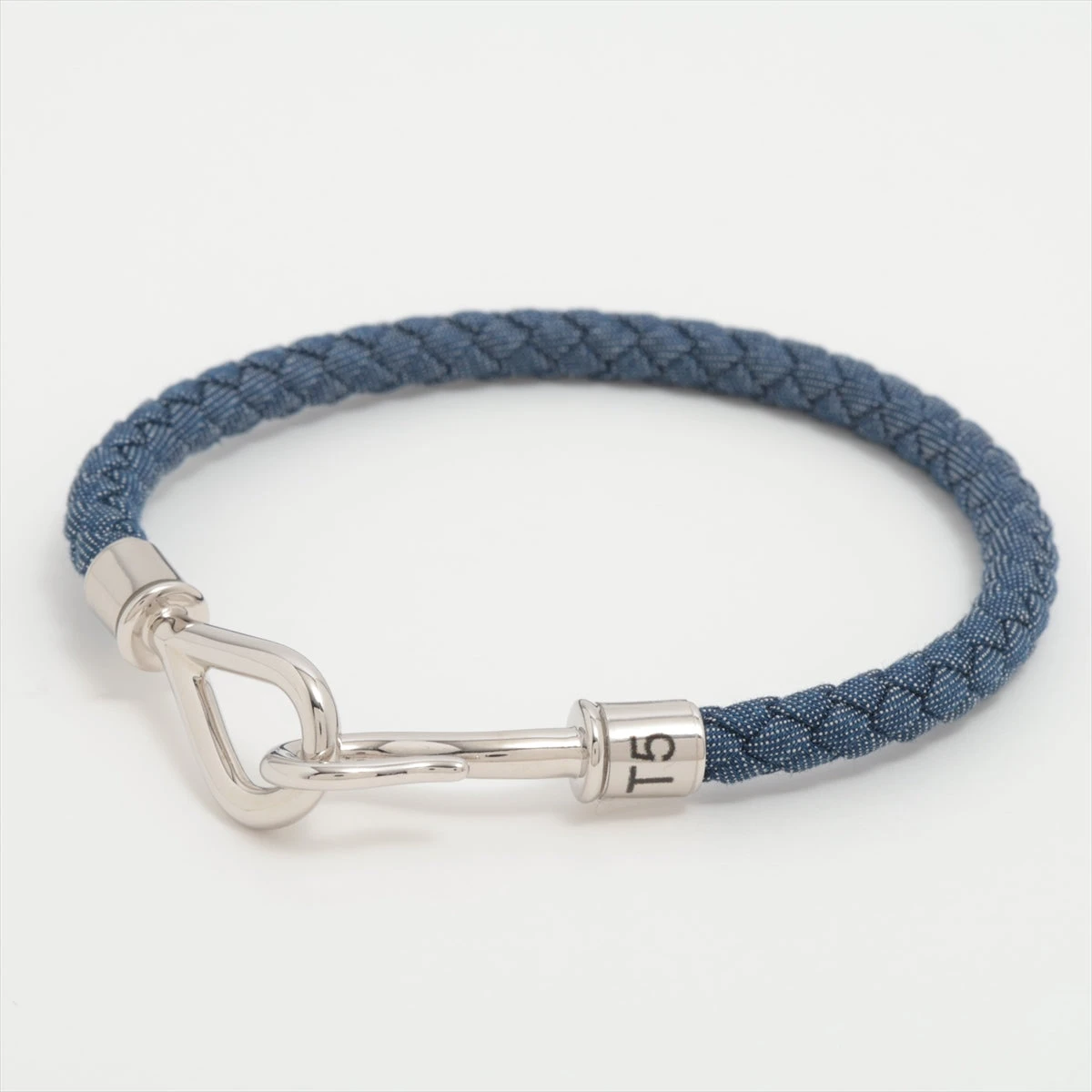 HERMES エルメス ジャンボ ブレスレット レザー ネイビー　シルバー T5 HERMES エルメス ジャンボ ブレスレット レザー ネイビー