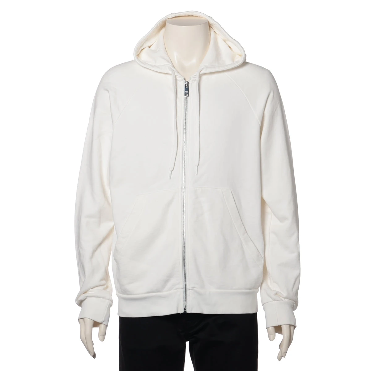 プラダ 21年 コットン パーカー M メンズ ホワイト SJC579 ジップの