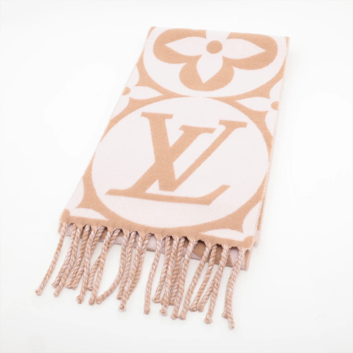 ルイヴィトン メダリオン・マフラー　ベイジュローズM79213 ヴィトン M79213 フライトモード マフラーLVメダリオン RX3273