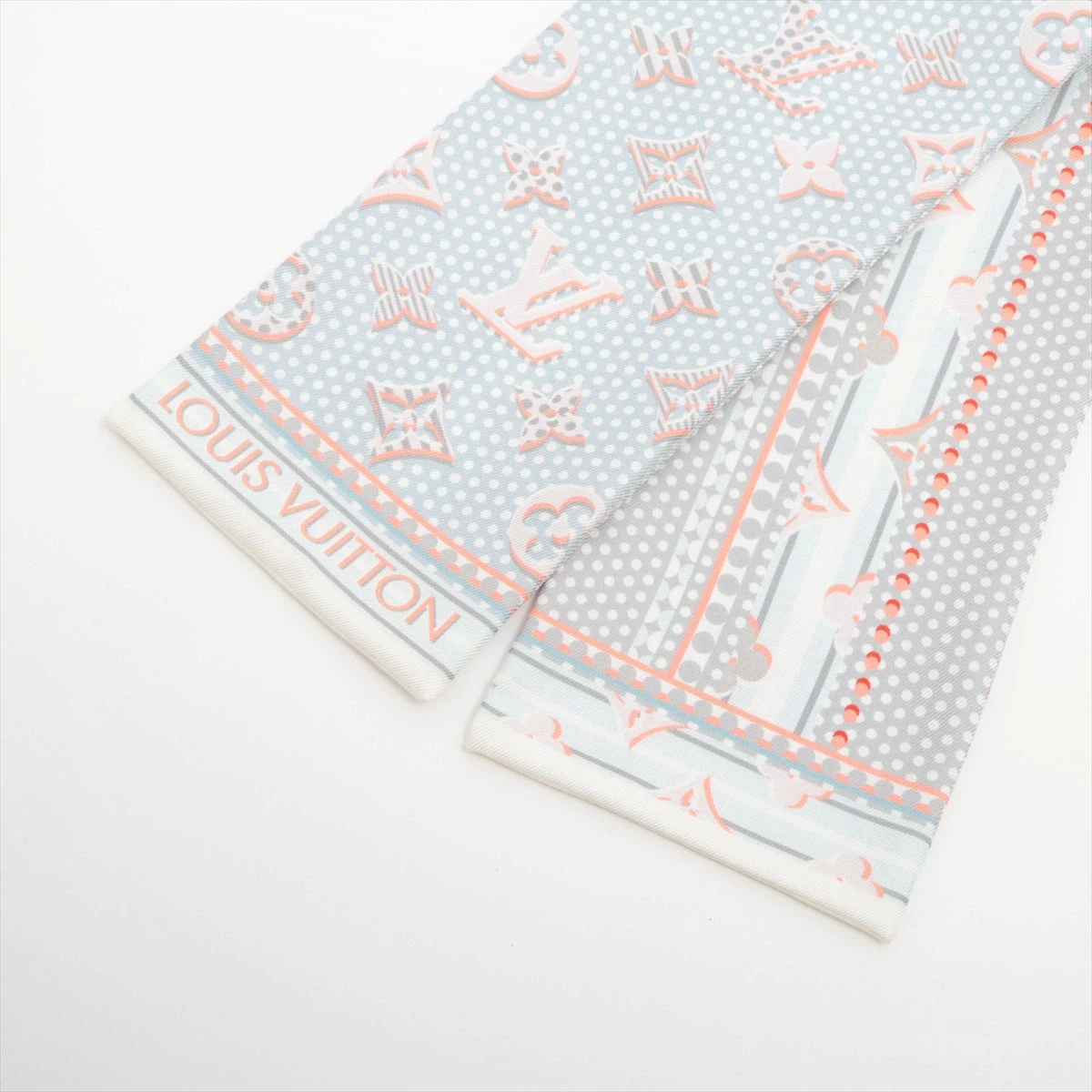 ヴィトン M70849 バンドーモノドッツ スカーフ シルク ブルー