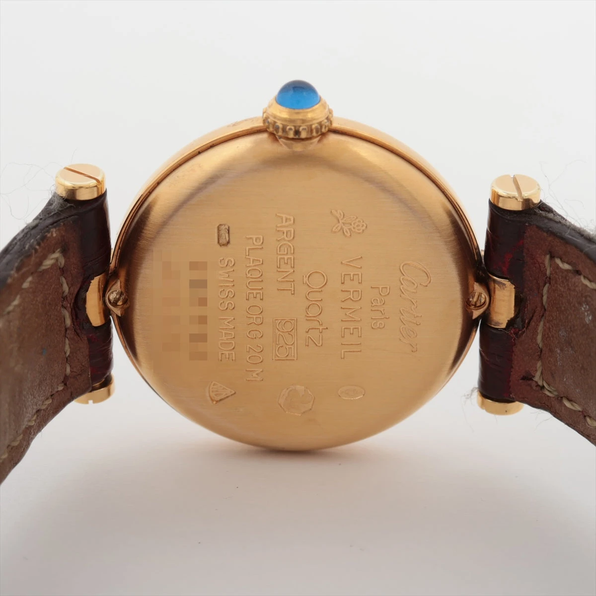 カルティエ マストヴェルメイユ 590004 925×革 QZ 白文字盤 防水NG