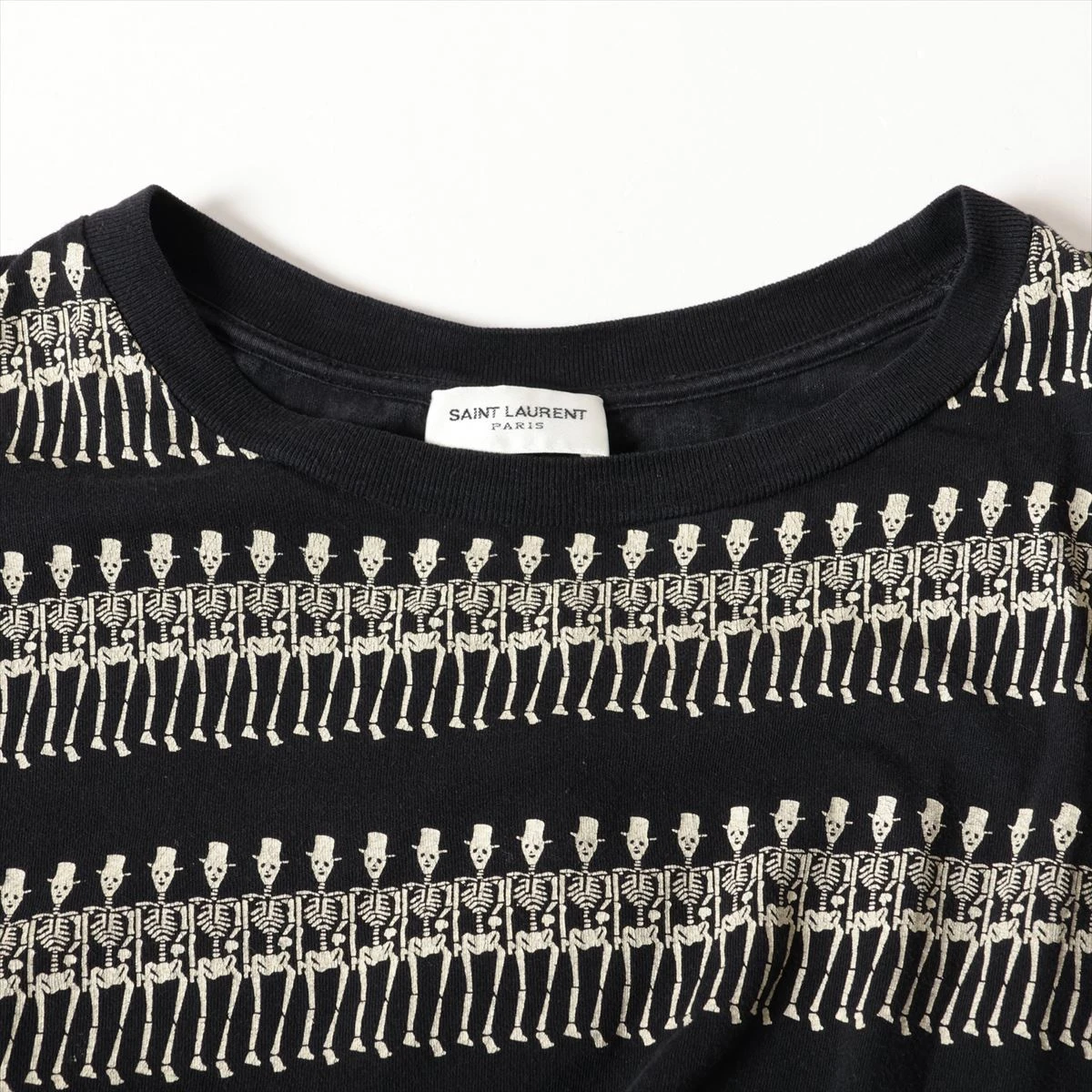 SAINT LAURENT PARIS サンローランパリ ブラック×ホワイト ボーダー ロングスリーブシャツ ブラック／ホワイト XS トップス コットン レディース 中古 SAINT LAURENT - サンローランパリ ブラック×ホワイト ボーダー