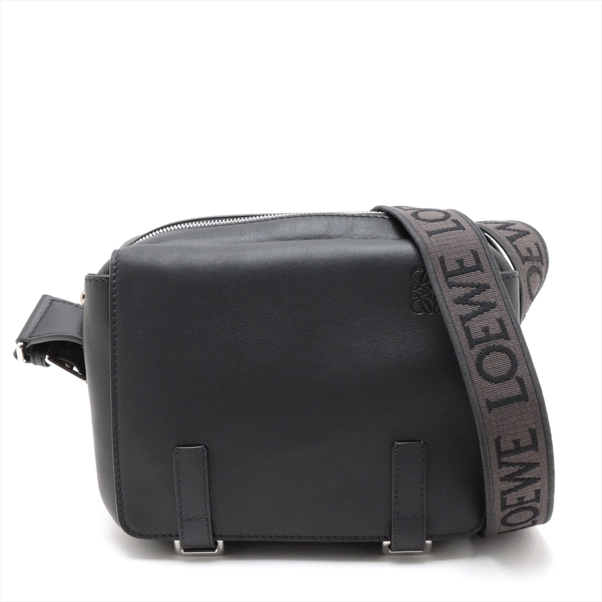 LOEWE ミリタリーメッセンジャーバッグレザー黒