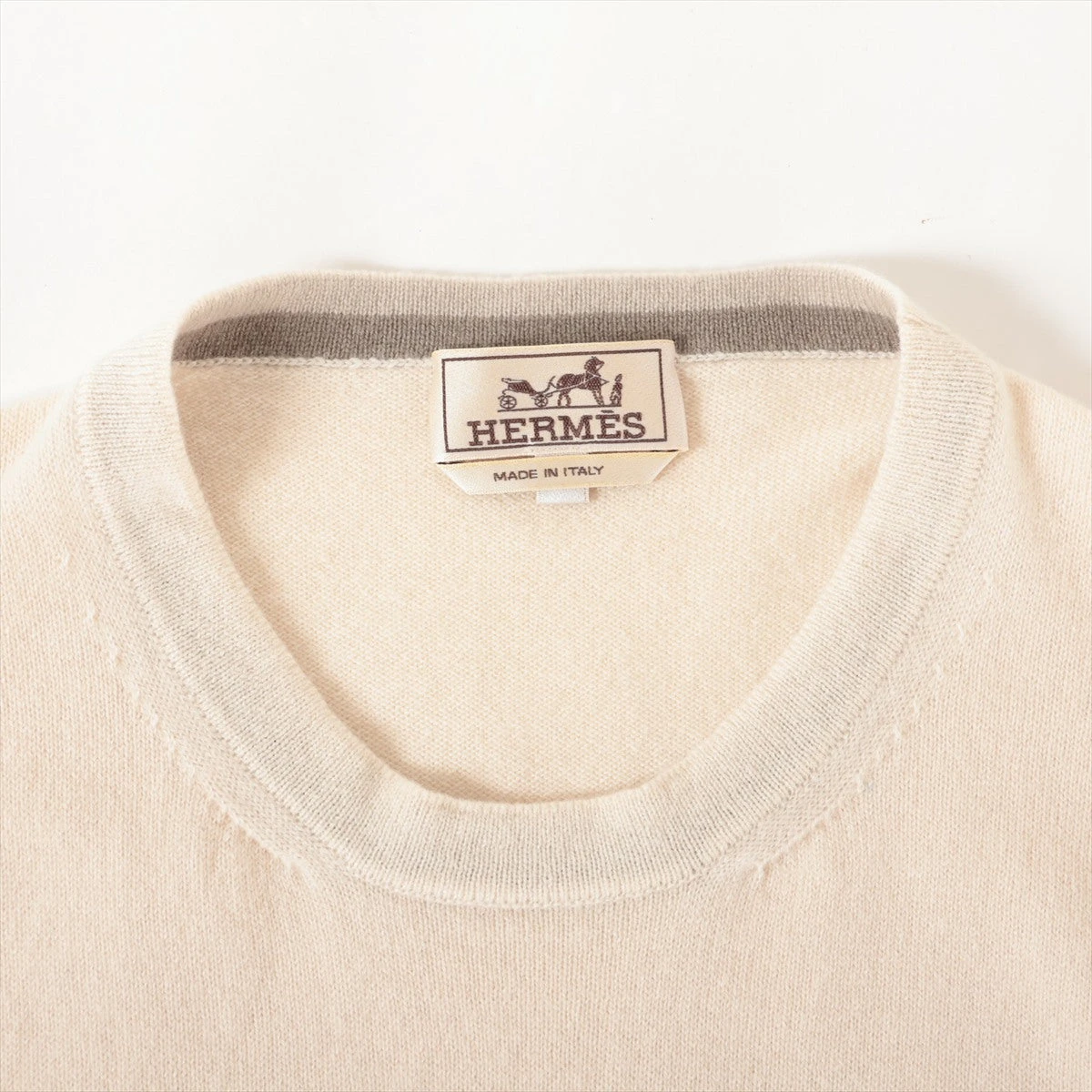 エルメス 15SS カシミヤ ニット XL メンズ ベージュ 51-5710
